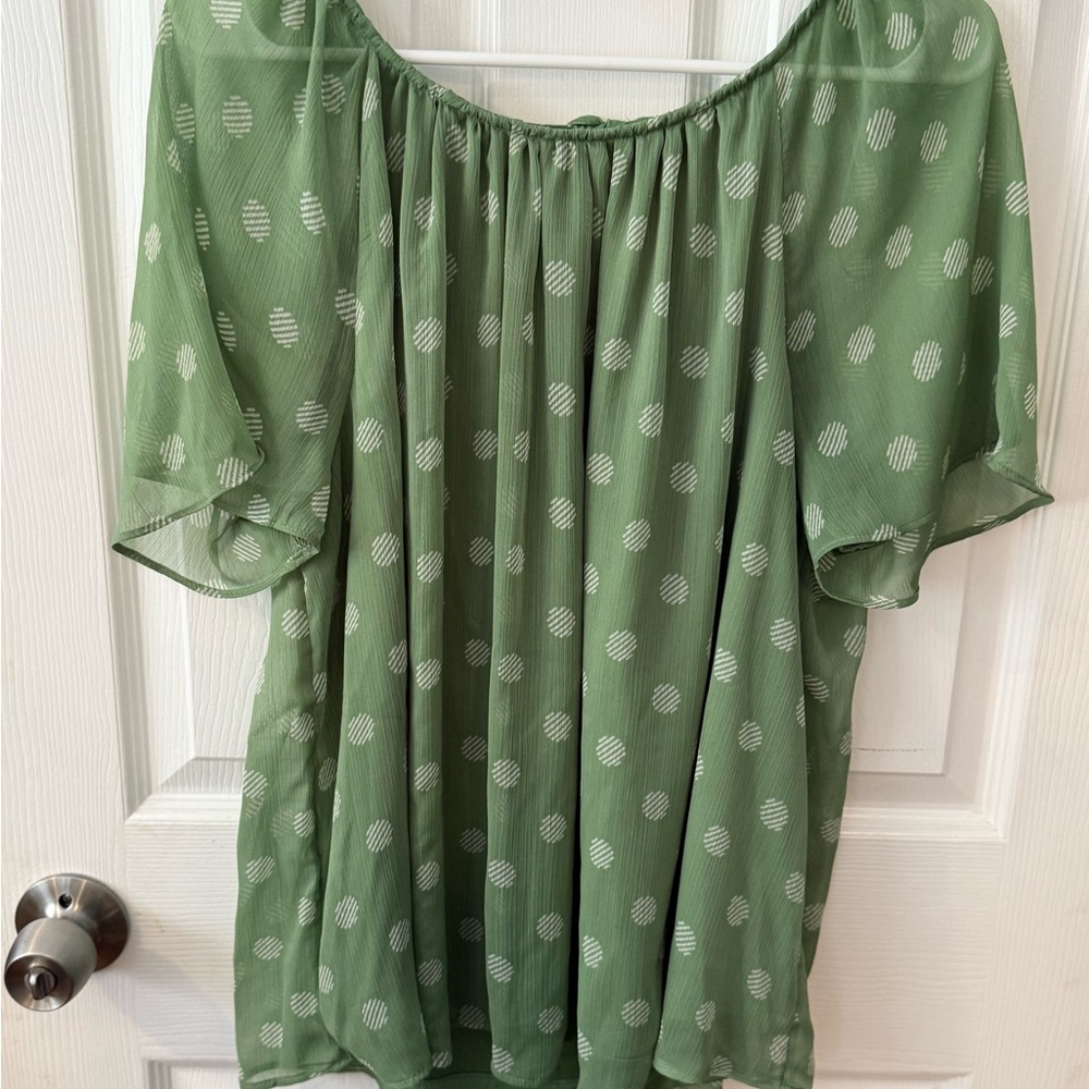 LC Lauren Conrad Olive Polka Dot Blouse